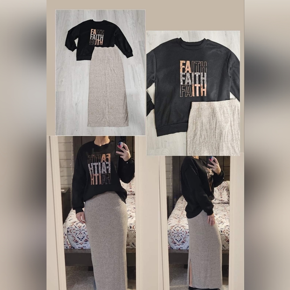 Sweatshirt and Skirt.